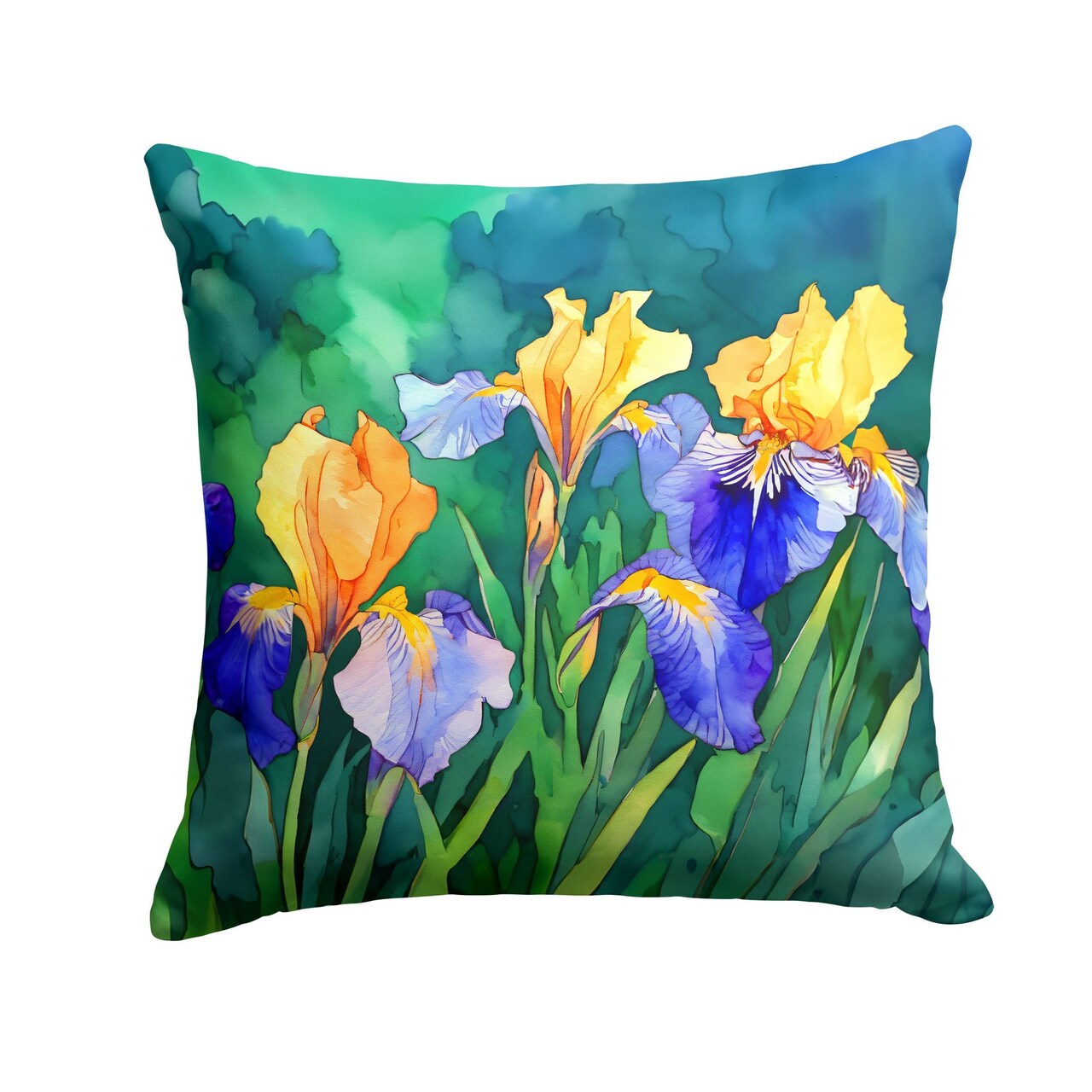 Edge Collections - 18" x 18" - Multicolor - Tennessee Iris Watercolor Throw Pillow - 1 Piece